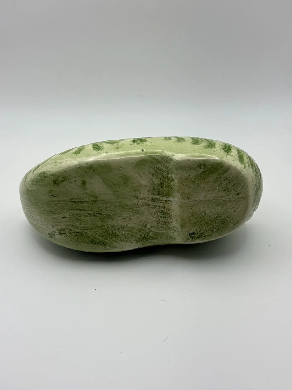 Vintage Ceramic Dutch Clog Shoe Figurine Green Floral Hand Painted 6” Decor